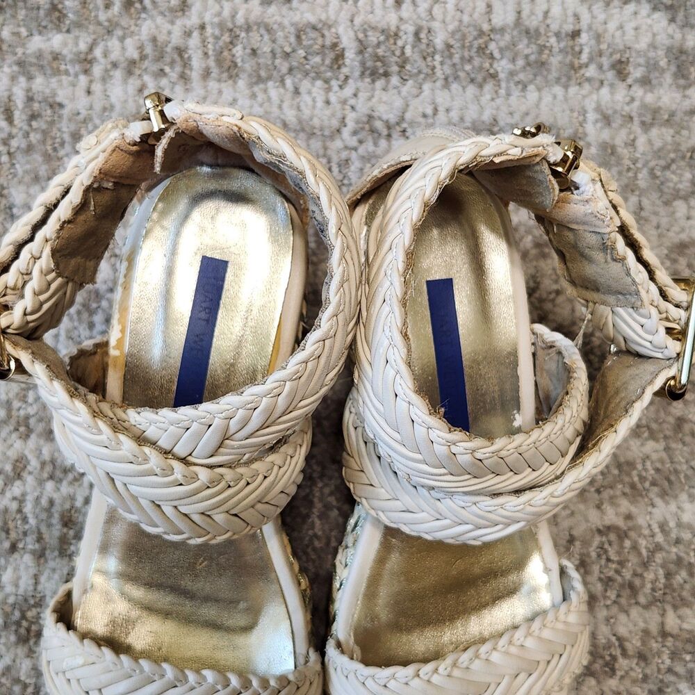 Stuart Weitzman girl Akilah Sparkle Off-White Wedge Espadrille Sandal size 12 - Picture 8 of 10